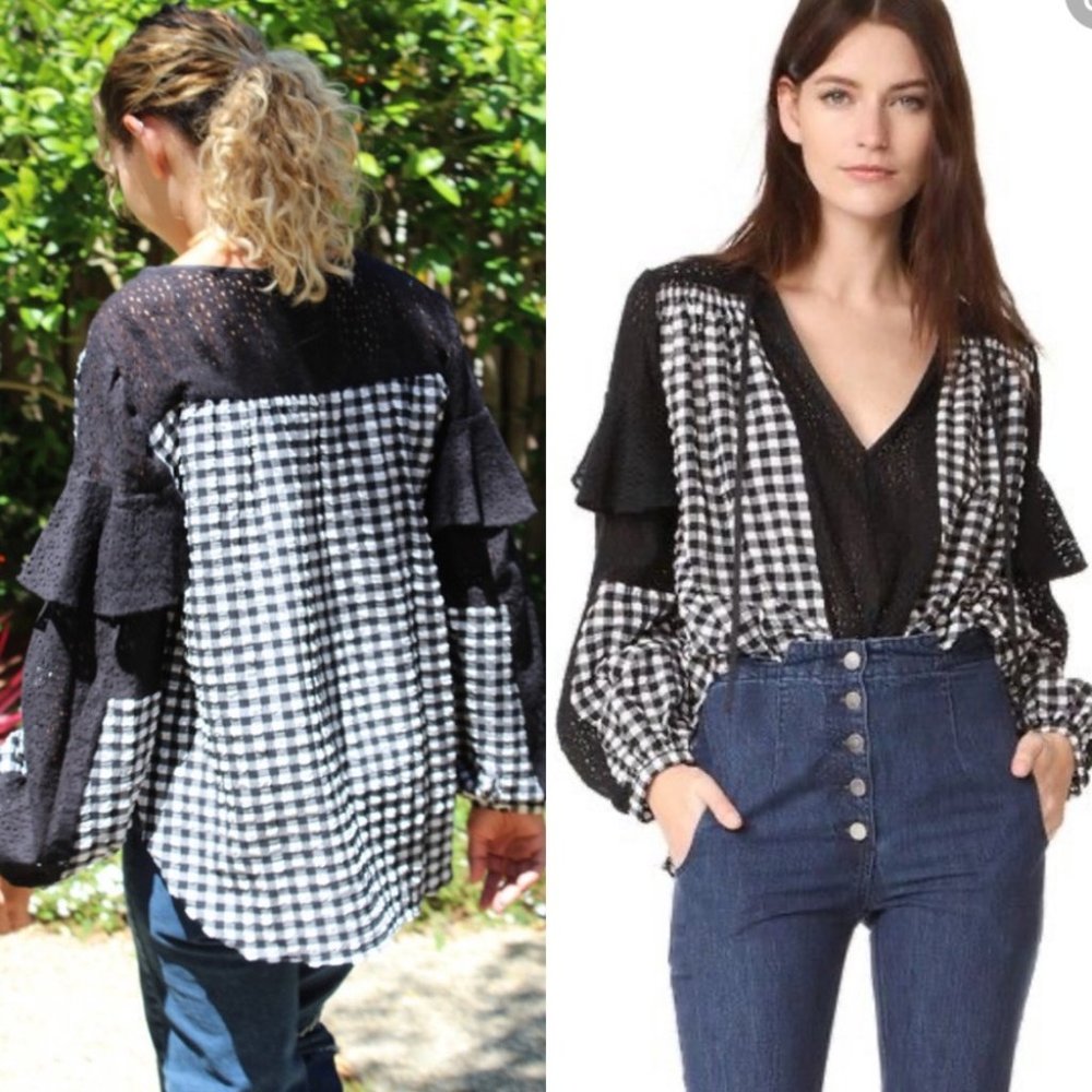 COPY - Rachel Comey Gingham and Lace Willow Top Blouse Shirt 4